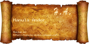 Hanula Andor névjegykártya
